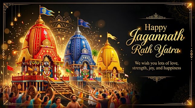 Vibrant jagannath rath yatra festival illustration