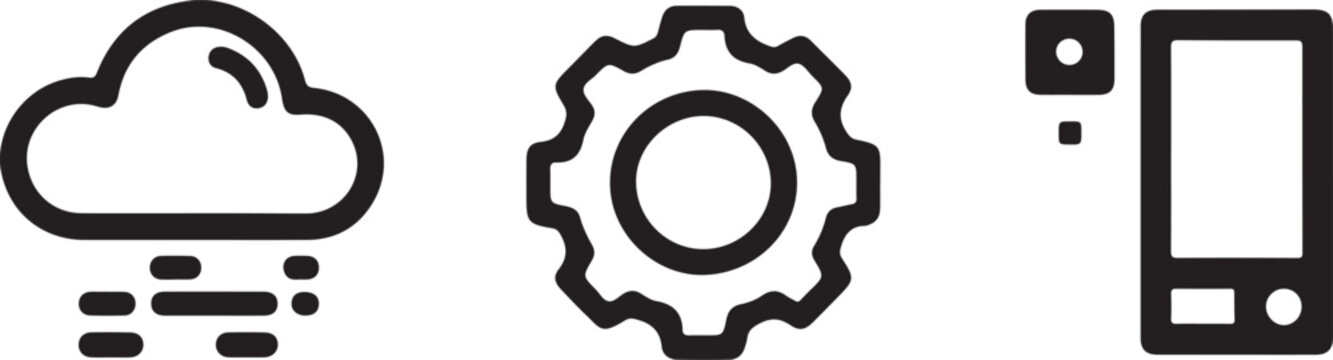 Modern flat icons set of cloud storage, gear settings, and smartphone with wifi signal Vector