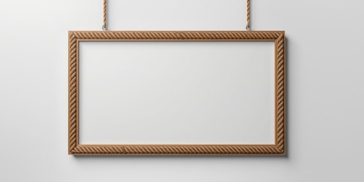 Roped light timber signboard displayed against a white flat backdrop featuring copy space