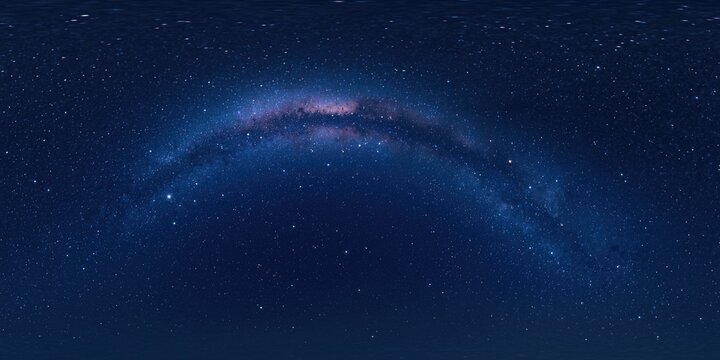 High resolution 360 degree starry night panorama with Milky Way for immersive sky dome