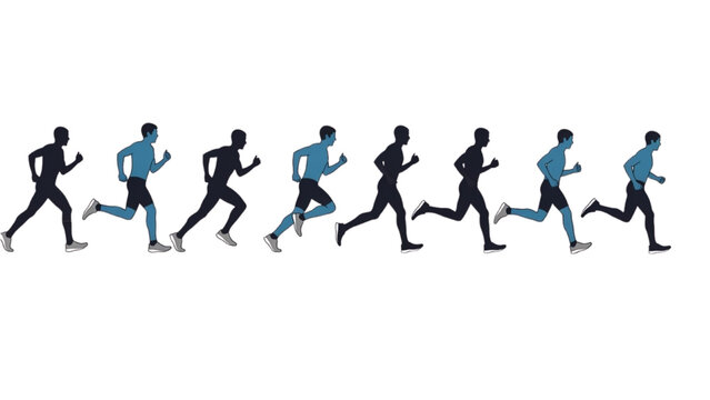 Runners in Motion Capture 2D AutoCAD Vector Sprinting