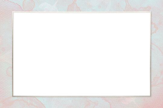 Gold rectangle frame on abstract light pink watercolor design element