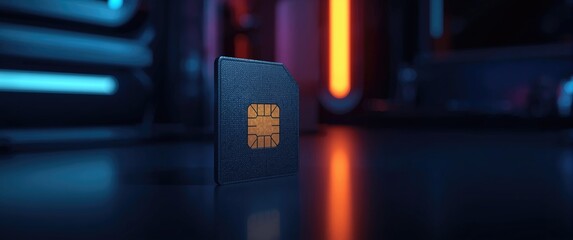 Symbol of embedded SIM technology highlighting futuristic mobile network solutions © vxnaghiyev