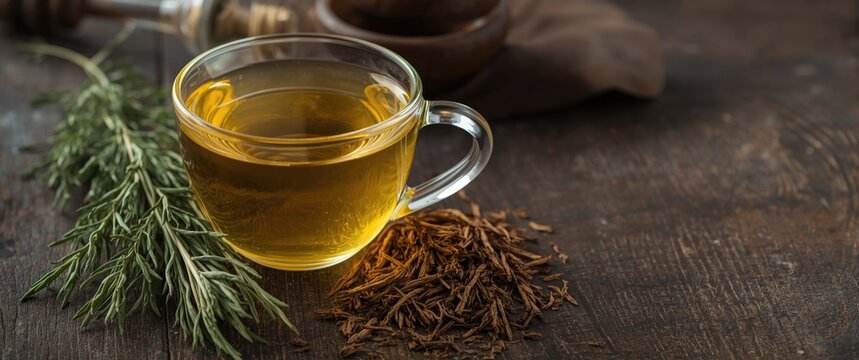 Traditional horsetail herbal tea made with fresh and dried stems