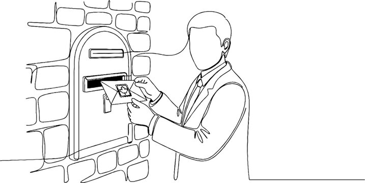 Person inserting card into outdoor mailbox slot.
