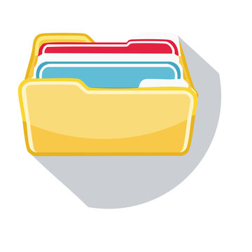 Yellow file folder with tabs and documents