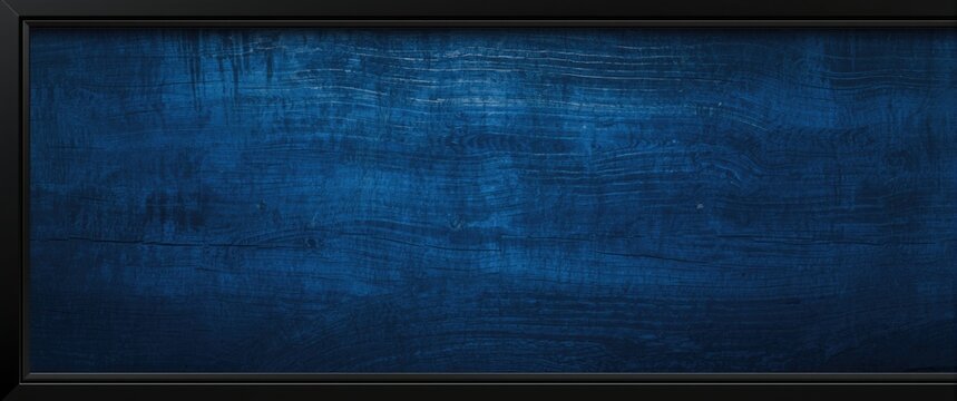 intense blue wood grain background complemented by polished black frame for bold design