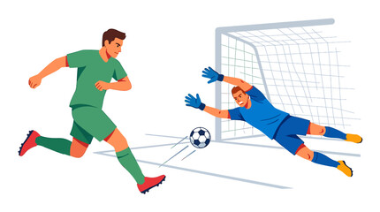 Fototapeta premium Soccer players competing for ball in intense stadium action scene