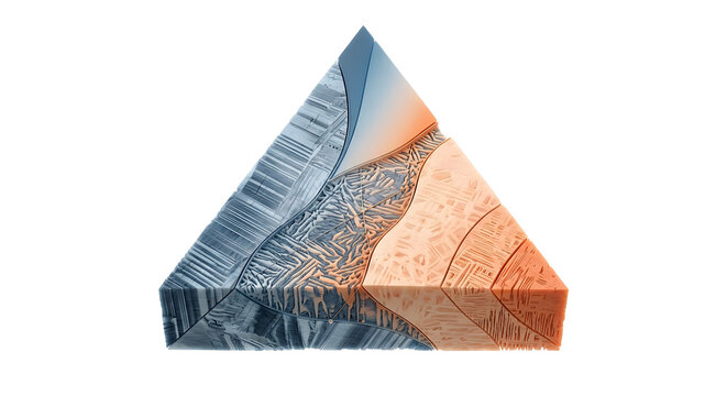 Detailed 3D Render of Feldspar Ternary Diagram (An-Ab-Or) Model, Suitable for Science Education, Isolated on White Background