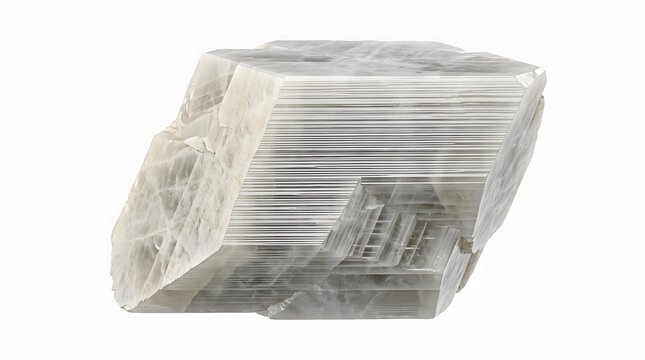 High-Detail 3D Render of Plagioclase Polysynthetic Albite Twin Striations, Suitable for Science Education, Isolated on a White Background