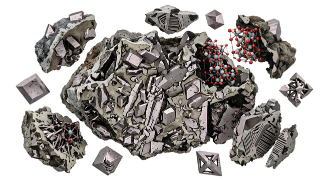 Scientific 3D Render of Ilmenite Opaque Ore Mineral, Suitable for Science Education, Isolated on White Background