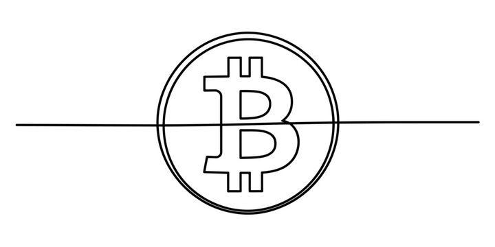 Bitcoin symbol logo coin cryptocurrency digital finance blockchain technology simple line art icon