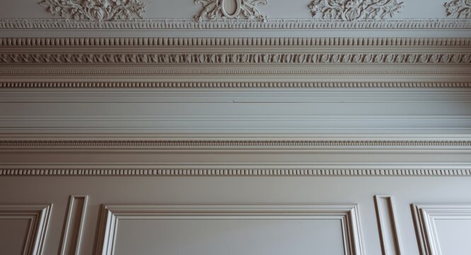 Interior backdrop featuring gypsum cornice and decorative moldings with baseboards and friezes