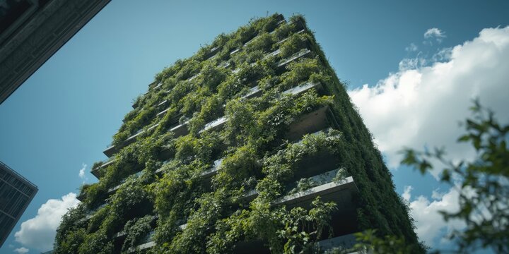 multistory building integrated with vertical forest plants