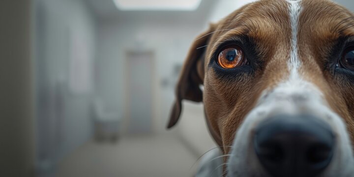 Infected eye symptoms in a dog captured in detailed veterinary close up