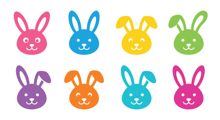 Fototapeta premium Colorful bunny rabbit illustrations a repeating pattern on a white background