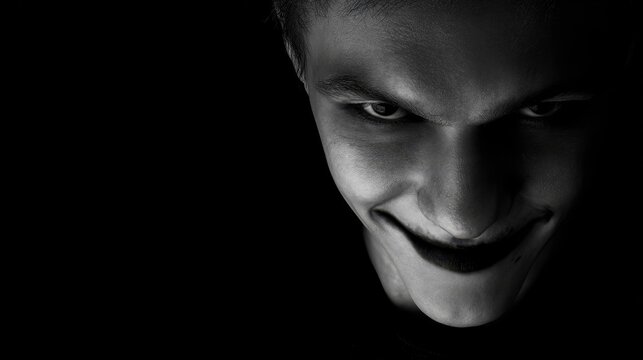 Dark tones highlight a man's intense gaze