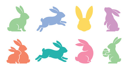 Rabbit Silhouettes Colorful Vector Illustration Arrangement bunny © Tanmoy