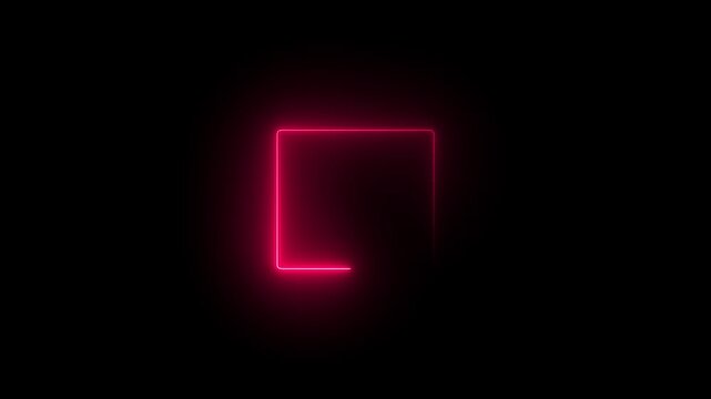 Abstract neon rectangle frame animation. Abstract glowing neon light rectangle border frame animation,