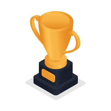 Isometric Championship Trophy 3D Sports Vector Icon