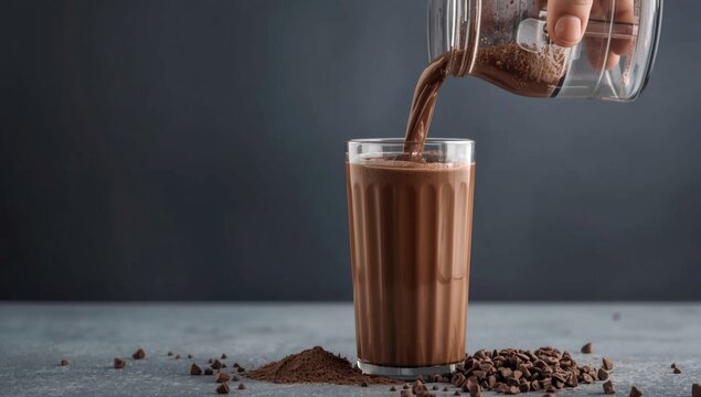 Shaking a chocolate protein drink packed with essential nutrients
