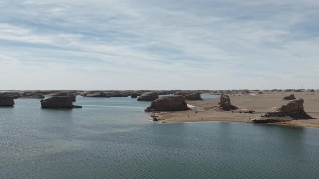 Spectacular Water Yadan Landscape Under Clear Blue Sky
