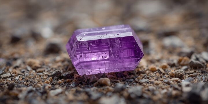 Vibrant purple lepidolite crystal formation in close view revealing distinct cubic outlines and bright reflective facets on a wild background