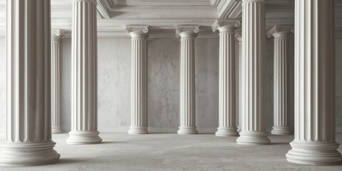 Naklejka premium White plaster architectural columns and pilasters set against a refined gypsum background