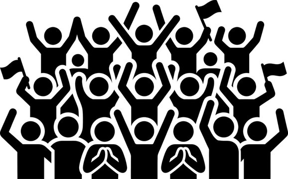 Fans Crowd Flat Illustration Icon Vector Sports Supporters, Sports Audience, Cheer Support, Audience and Team Spirit Symbol
