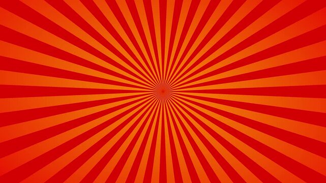 Animated retro sunburst background with rotating yellow rays on a red, Vibrant yellow,
orange, and red radial sunburst background. Looping 4K stripe animation fits promos, comics, and dynamic scenes.