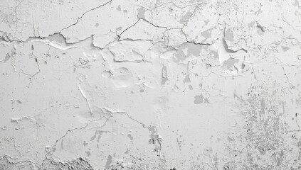 Fototapeta premium Weathered surface white wall featuring distressed cracks for architecture