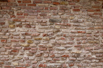 Naklejka premium Old red brick wall, mur ściana z czerwonej cegły 
