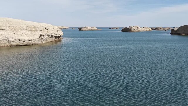 Panoramic Drone View of Water Yadan Geological Landscape