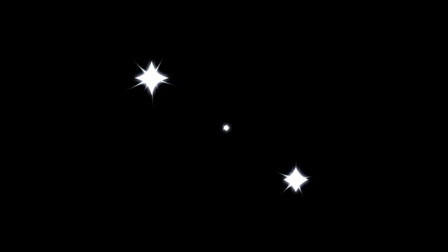 Abstract star shape on black screen. 4k looping flashing animation twinkling starry night sky, looping animation. set flash light star shape animation,