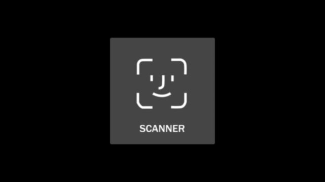 Modern minimalist scanner isolated on dark background with glowing blue light effect scanner document scanner
