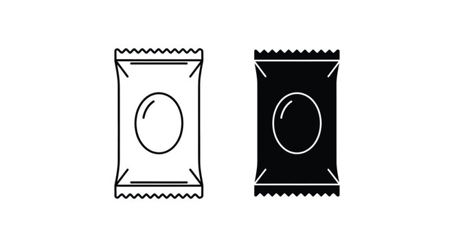 Simple icon of candy wrapper in black and white