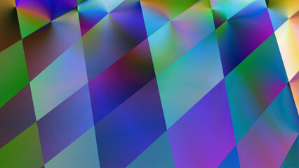 Obraz premium Abstract multicolor geometric vector background with metallic diamond pattern and 3d crystal grid shapes