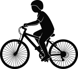 Fototapeta premium Creative silhouette of a cyclist wearing helmet, symbolizing motion, safety, fitness, sports competition, and modern dynamic design concepts
