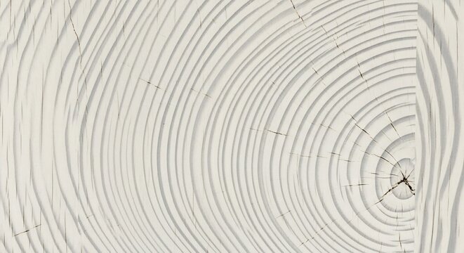 Detailed Tree Ring Pattern Radiating Across Light Wooden Trunk Cross Section