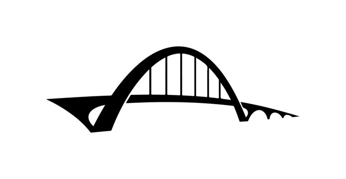 Black bridge icon, arch bridge silhouette, vector bridge illustration, modern bridge design