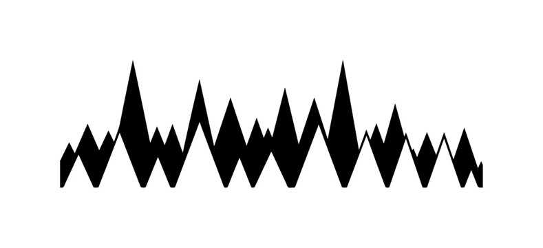 Black, abstract sound wave, audio waveform, music pattern, vector graphic