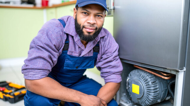 Professional refrigerator repair technician inspecting cooling system during home appliance service