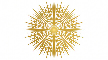 Fototapeta premium Golden sunburst, abstract yellow logo, radiant emblem, decorative icon