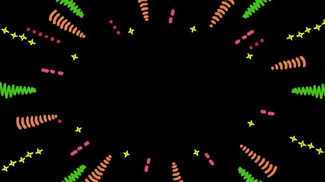 Cute Doodle Radial Lines Background on Alpha Channel - vivid color