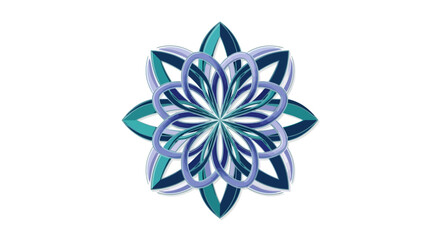 Obraz premium Abstract Geometric Flower Mandala, Blue and Teal Symmetry
