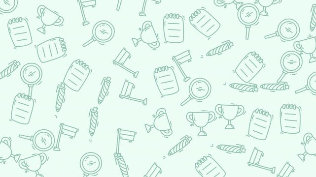 Seamless Pattern Background Of Book Club Icons With Coffee Mugs And Speech Bubbles In Soothing Teal Tones