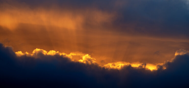 Orange and Grey Sunset Clouds as a Hurricane Approaches.