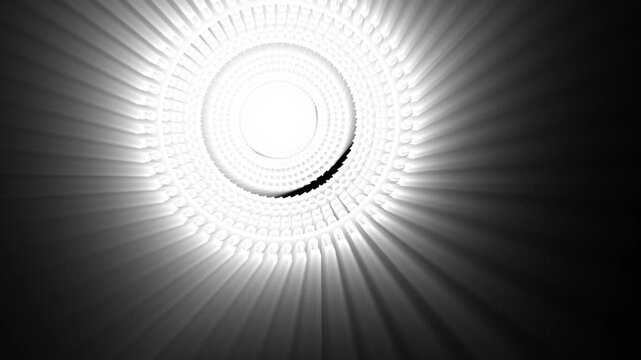 Abstract monochrome smoke spiral vortex with cloud rings and dark center seamless motion background