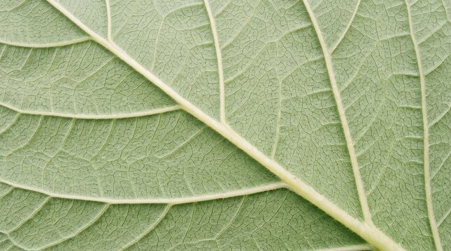 Close up macro view of a green leaf texture