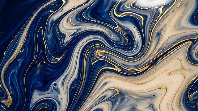 Abstract Luxury Blue and Beige Marble Texture with Elegant Gold Veins